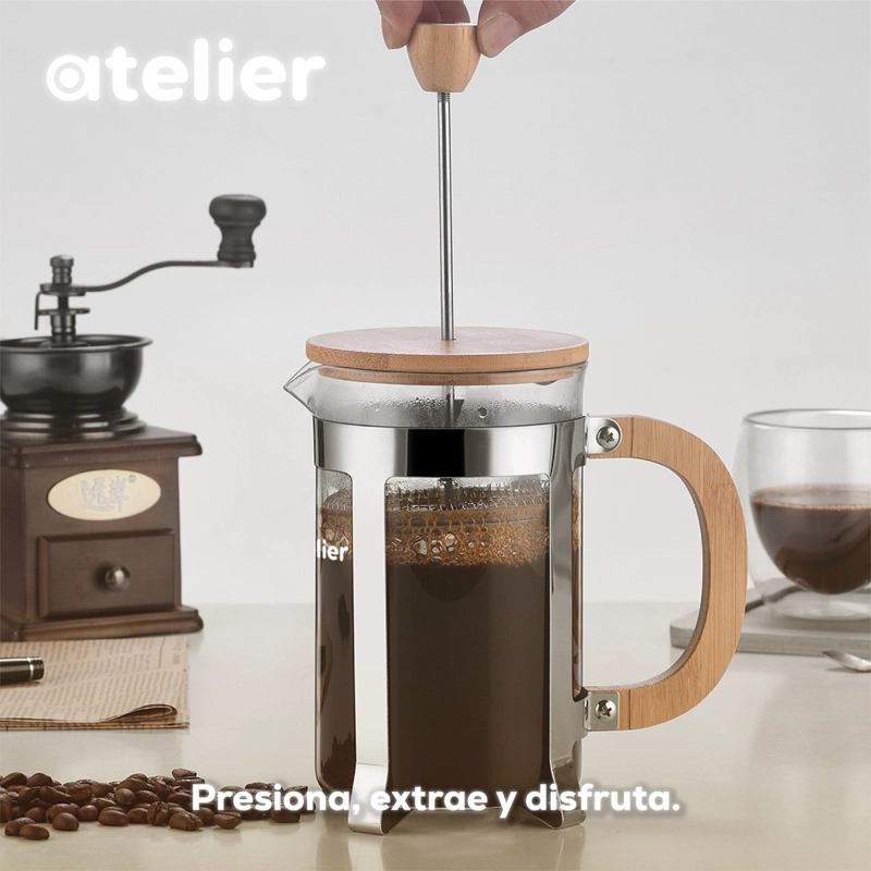 CAFETERA FRANCESA ATELIER 600ML JARRA DE VIDRIO CON DOSIFICADOR PRENSA EMBOLO FILTRO - 10