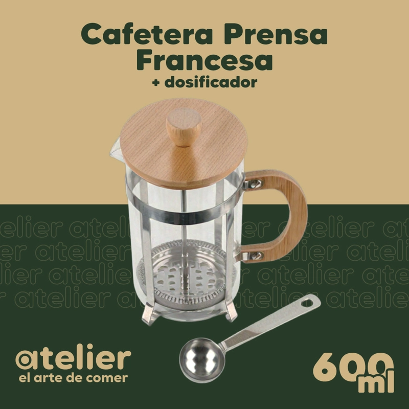 CAFETERA FRANCESA ATELIER 600ML JARRA DE VIDRIO CON DOSIFICADOR PRENSA EMBOLO FILTRO - 2