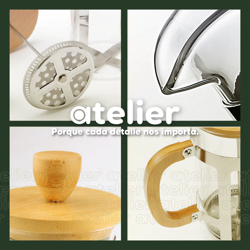 CAFETERA FRANCESA ATELIER 600ML JARRA DE VIDRIO CON DOSIFICADOR PRENSA EMBOLO FILTRO - 7