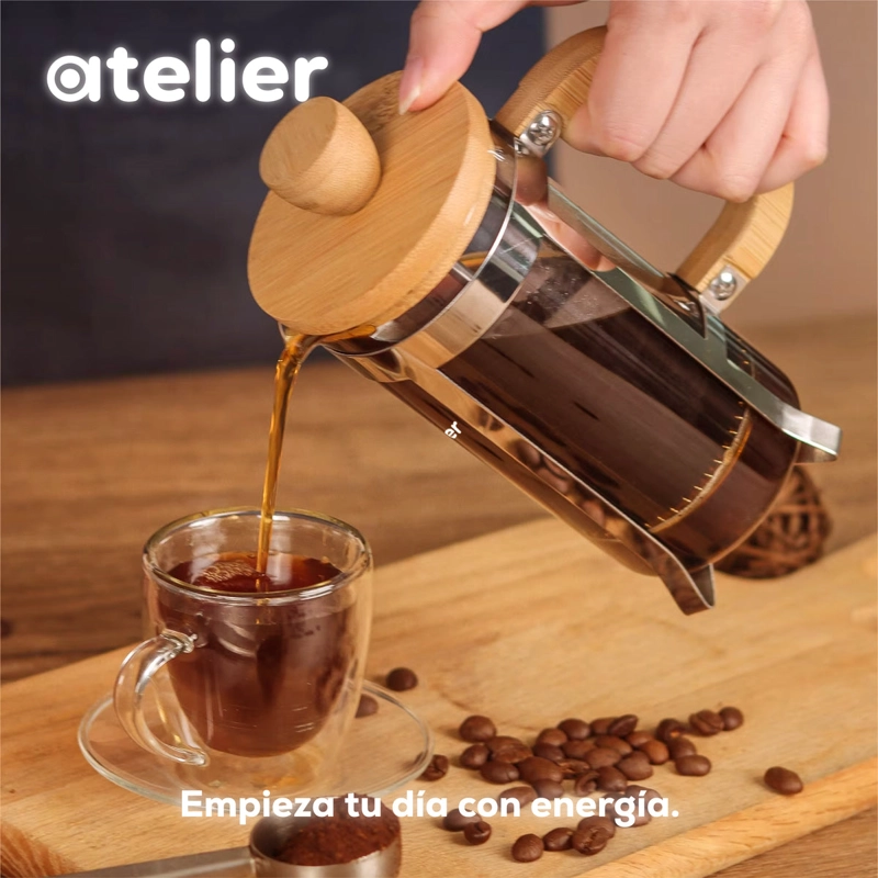 CAFETERA FRANCESA ATELIER 600ML JARRA DE VIDRIO CON DOSIFICADOR PRENSA EMBOLO FILTRO - 9