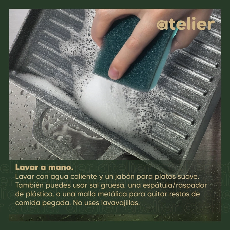 PLANCHA CHURRASQUERA HIERRO FUNDIDO 2 EN 1 ATELIER REVERSIBLE LISA Y ACANALADA COCINA - 5