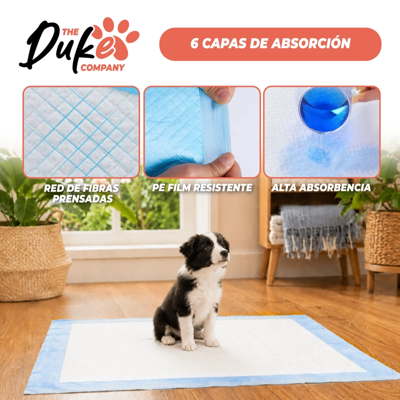 SABANILLAS ENTRENAMIENTO PERROS DUKE 90X60CM PACK 30 TRAINING PAD ABSORBENTE IMPERMEABLE - 7