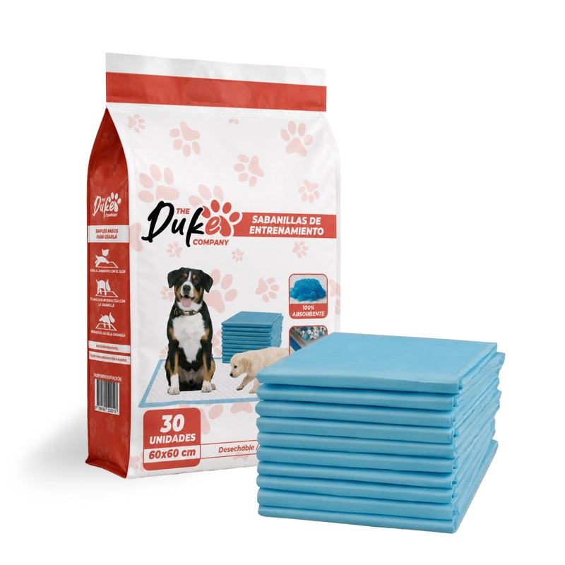 SABANILLAS ENTRENAMIENTO PERROS DUKE 60X60CM PACK 30 TRAINING PAD ABSORBENTE IMPERMEABLE - 2