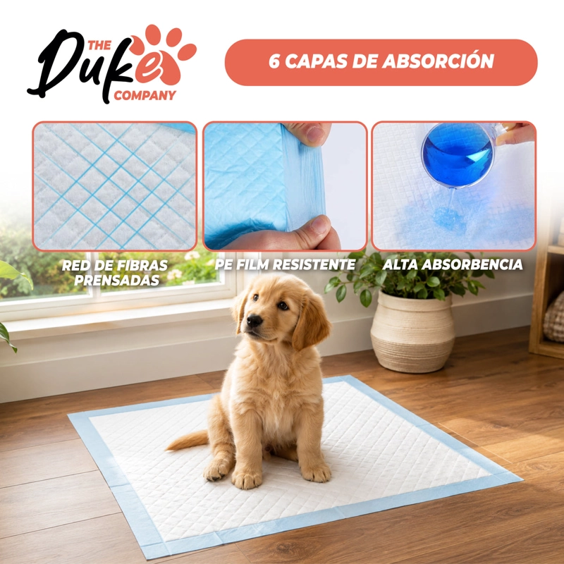 SABANILLAS ENTRENAMIENTO PERROS DUKE 60X60CM PACK 30 TRAINING PAD ABSORBENTE IMPERMEABLE - 7
