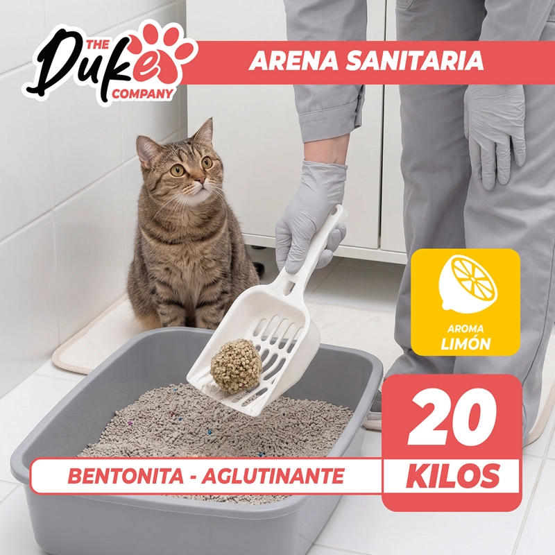 ARENA PARA GATO DUKE 20KG BENTONITA AGLUTINANTE AROMA LIMON ANTIOLOR BAJO POLVO - 10