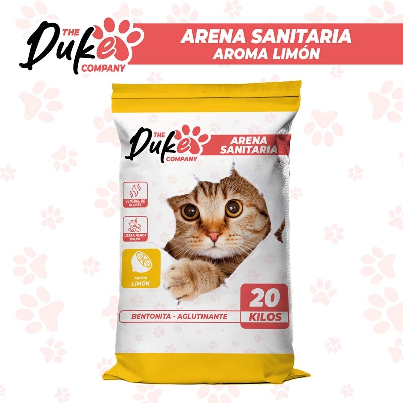ARENA PARA GATO DUKE 20KG BENTONITA AGLUTINANTE AROMA LIMON ANTIOLOR BAJO POLVO - 2