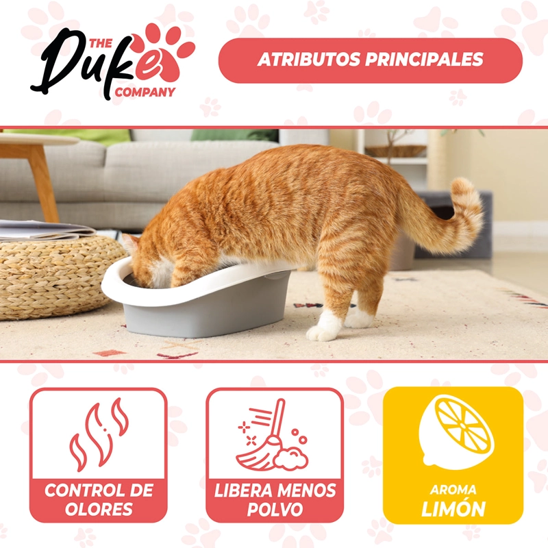 ARENA PARA GATO DUKE 20KG BENTONITA AGLUTINANTE AROMA LIMON ANTIOLOR BAJO POLVO - 3
