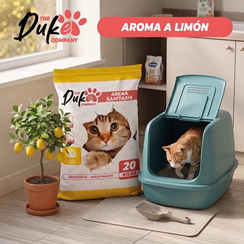 ARENA PARA GATO DUKE 20KG BENTONITA AGLUTINANTE AROMA LIMON ANTIOLOR BAJO POLVO - 7