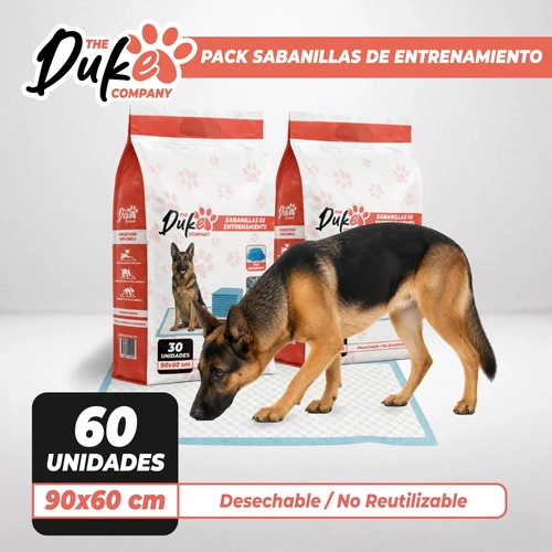 SABANILLAS ENTRENAMIENTO PERRO DUKE 90X60CM PACK 60 TRAINING PAD ABSORBENTE IMPERMEABLE BLANCO - 2