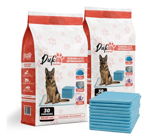 SABANILLAS ENTRENAMIENTO PERRO DUKE 90X60CM PACK 60 TRAINING PAD ABSORBENTE IMPERMEABLE BLANCO - 9