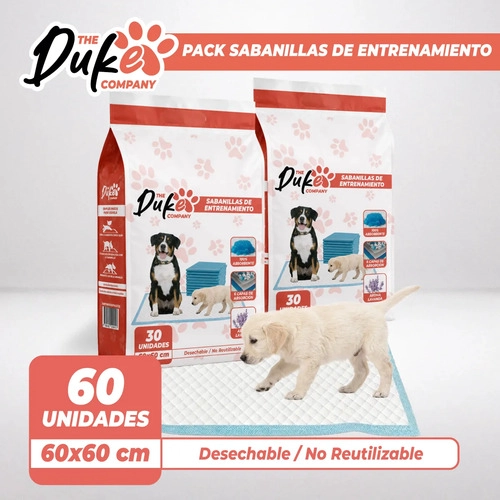 SABANILLAS ENTRENAMIENTO PERRO DUKE 60X60CM PACK 60 TRAINING PAD ABSORBENTE IMPERMEABLE BLANCO - 9
