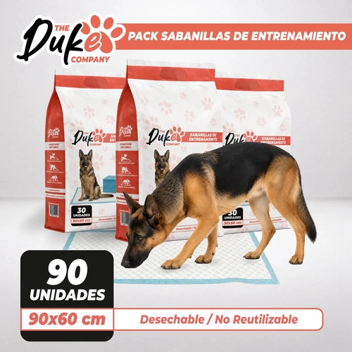 SABANILLAS ENTRENAMIENTO PERRO DUKE 90X60CM PACK 90 TRAINING PAD ABSORBENTE IMPERMEABLE BLANCO - 2