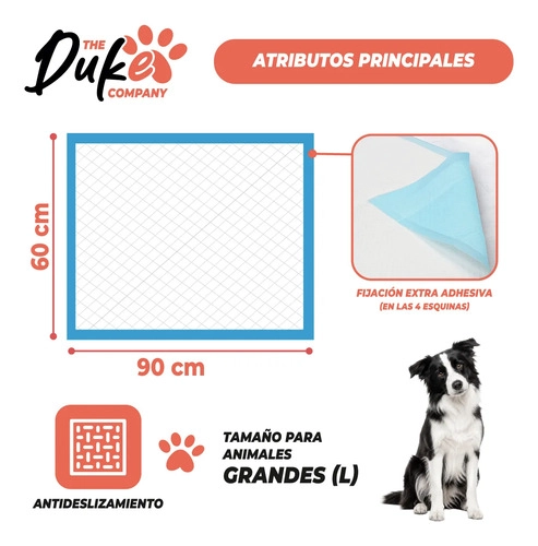 SABANILLAS ENTRENAMIENTO PERRO DUKE 90X60CM PACK 90 TRAINING PAD ABSORBENTE IMPERMEABLE BLANCO - 4
