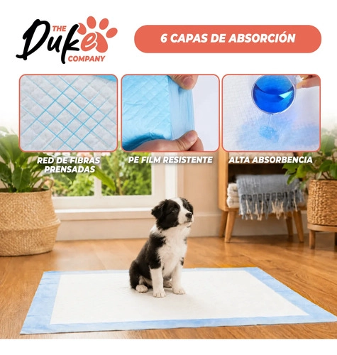 SABANILLAS ENTRENAMIENTO PERRO DUKE 90X60CM PACK 90 TRAINING PAD ABSORBENTE IMPERMEABLE BLANCO - 6