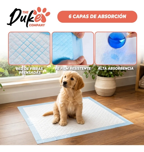 SABANILLAS ENTRENAMIENTO PERRO DUKE 60X60CM PACK 90 TRAINING PAD ABSORBENTE IMPERMEABLE BLANCO - 6
