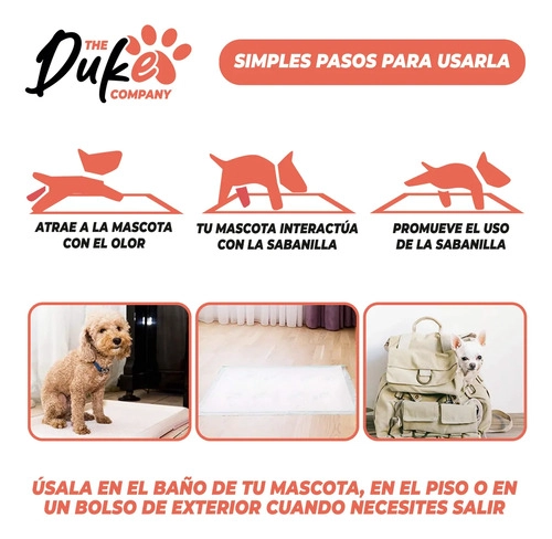 SABANILLAS ENTRENAMIENTO PERRO DUKE 60X60CM PACK 90 TRAINING PAD ABSORBENTE IMPERMEABLE BLANCO - 7