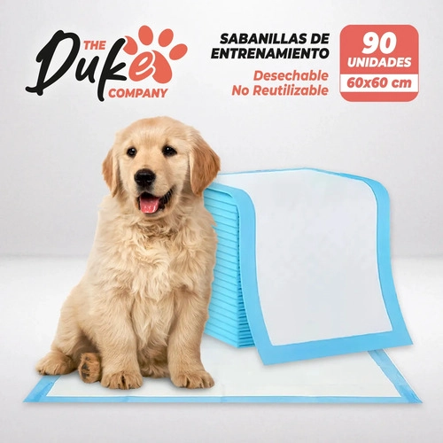 SABANILLAS ENTRENAMIENTO PERRO DUKE 60X60CM PACK 90 TRAINING PAD ABSORBENTE IMPERMEABLE BLANCO - 9