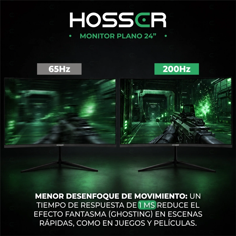 Monitor Pc Gamer Plano Hosser 24 Pulgadas 200hz 1ms Full Hd Ips Freesync Negro - 7