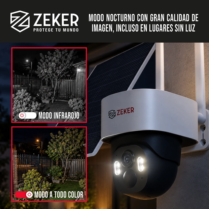 CAMARA SEGURIDAD 4G SOLAR EXTERIOR 4MP ZEKER IP66 VISION NOCTURNA SIN WIFI - 8