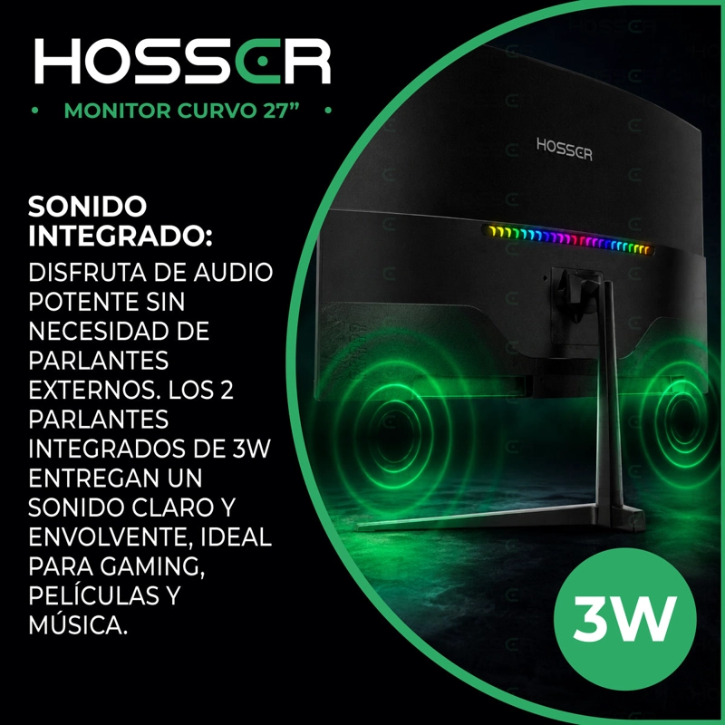 MONITOR GAMER CURVO 27 PULGADAS 200HZ 1MS HOSSER GAMING NEGRO - 6