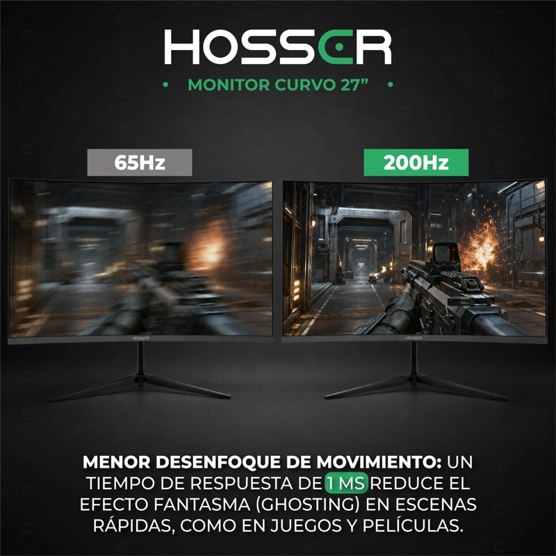 MONITOR GAMER CURVO 27 PULGADAS 200HZ 1MS HOSSER GAMING NEGRO - 7