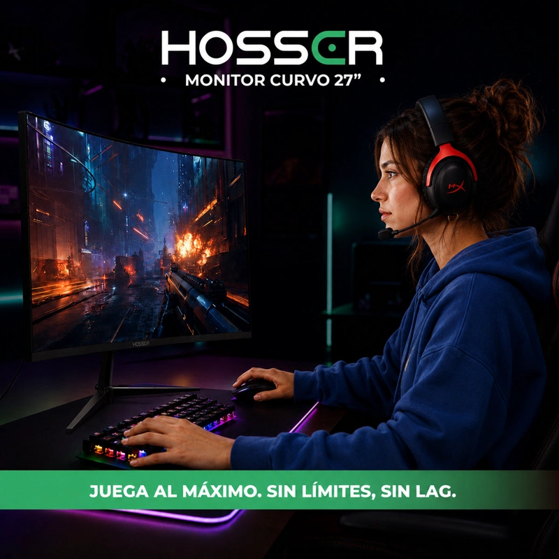 MONITOR GAMER CURVO 27 PULGADAS 200HZ 1MS HOSSER GAMING NEGRO - 8