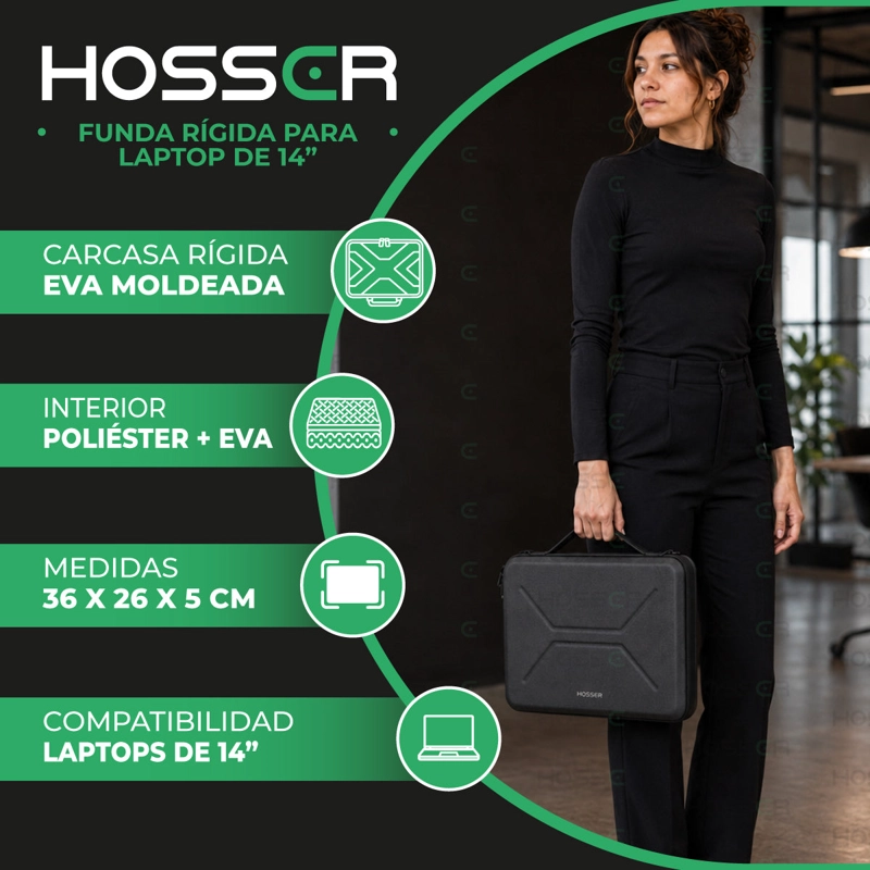 FUNDA LAPTOP HARDCASE 14 PULGADAS HOSSER RIGIDA PROTECTORA - 3