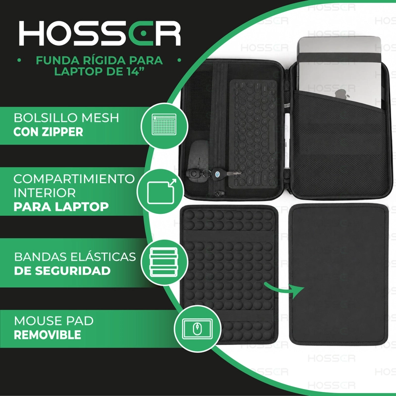 FUNDA LAPTOP HARDCASE 14 PULGADAS HOSSER RIGIDA PROTECTORA - 4
