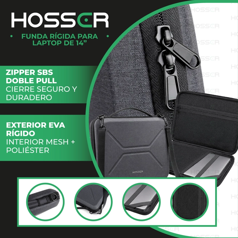 FUNDA LAPTOP HARDCASE 14 PULGADAS HOSSER RIGIDA PROTECTORA - 5