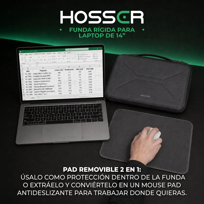 FUNDA LAPTOP HARDCASE 14 PULGADAS HOSSER RIGIDA PROTECTORA - 8
