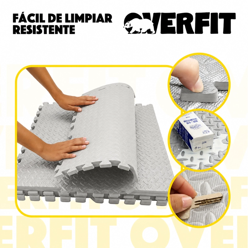 PISO GOMA EVA GIMANSIO OVERFIT 60X60CM 8UN GRIS - 4