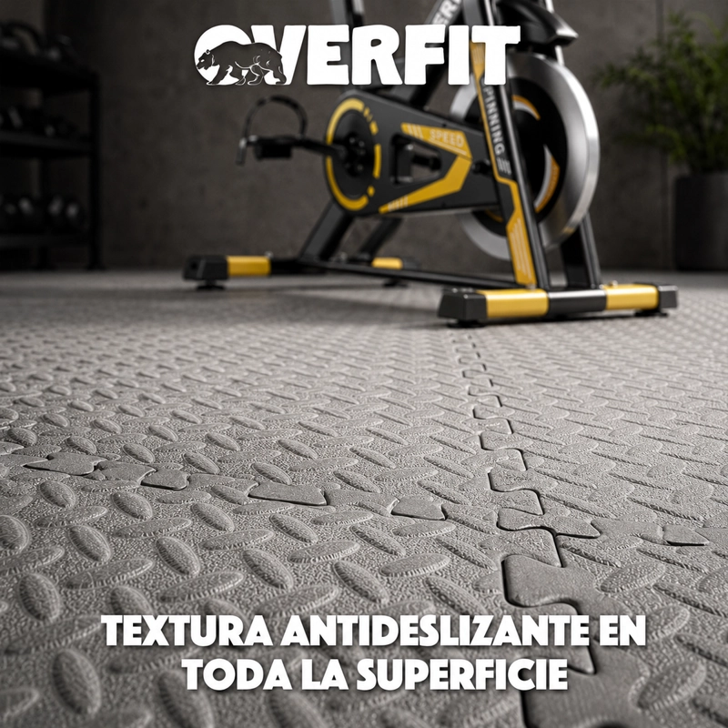 PISO GOMA EVA GIMANSIO OVERFIT 60X60CM 8UN GRIS - 8
