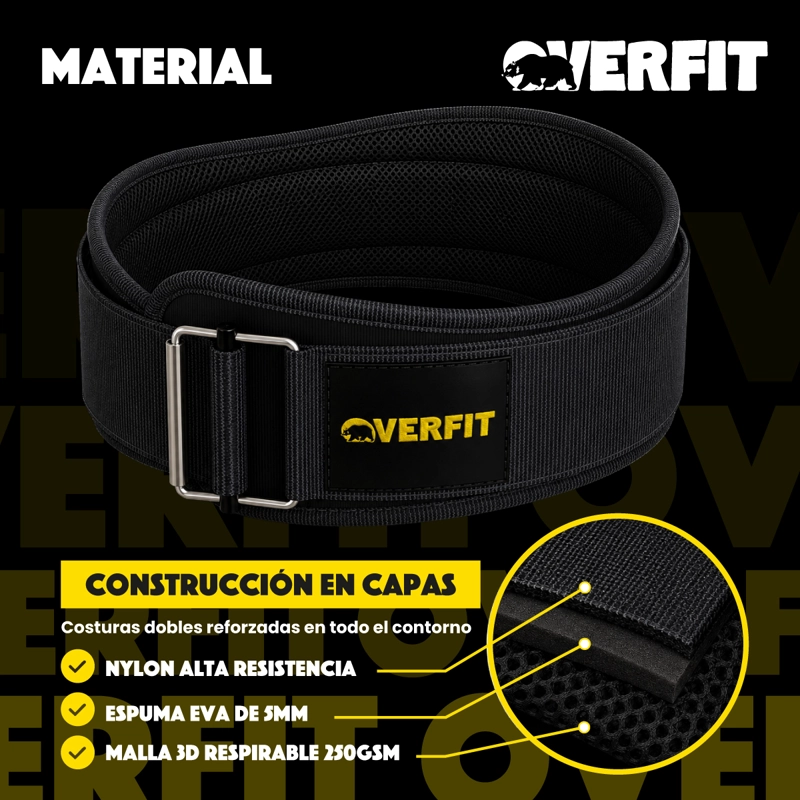 CINTURON LEVANTAMIENTO PESAS GYM OVERFIT LUMBAR CROSSFIT - 4