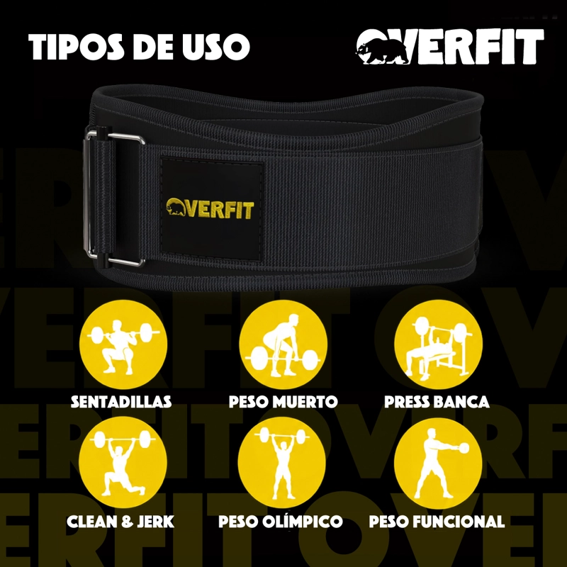 CINTURON LEVANTAMIENTO PESAS GYM OVERFIT LUMBAR CROSSFIT - 5