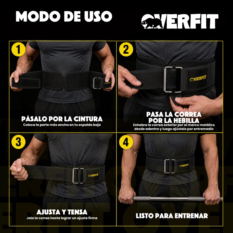 CINTURON LEVANTAMIENTO PESAS GYM OVERFIT LUMBAR CROSSFIT - 6