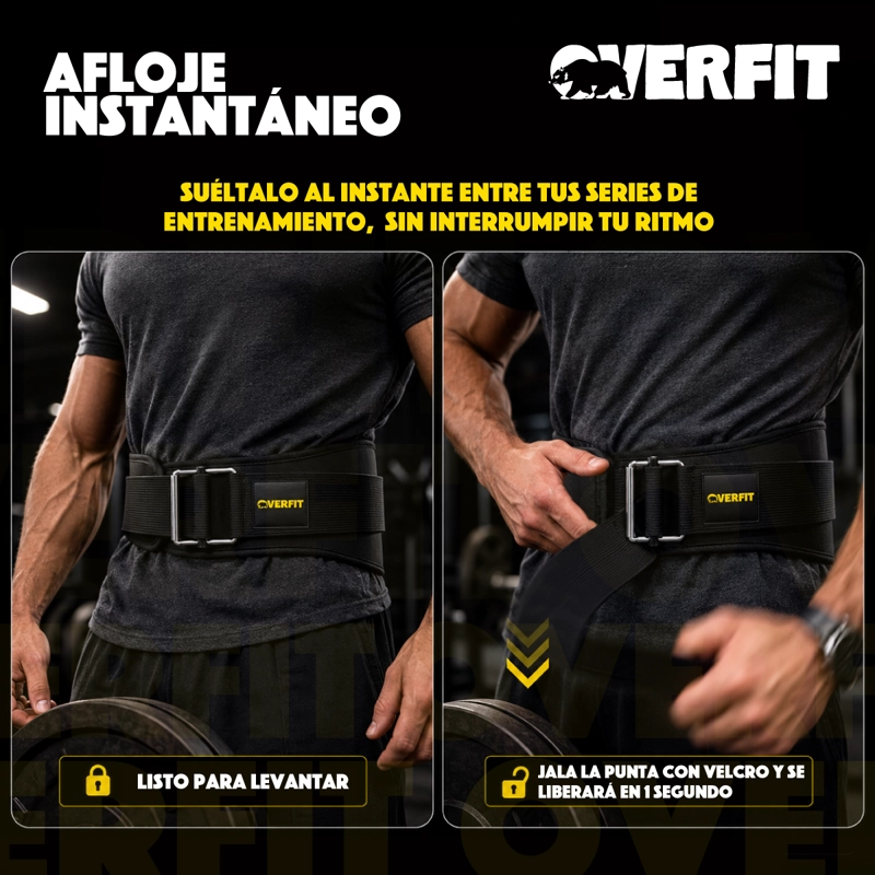 CINTURON LEVANTAMIENTO PESAS GYM OVERFIT LUMBAR CROSSFIT - 7