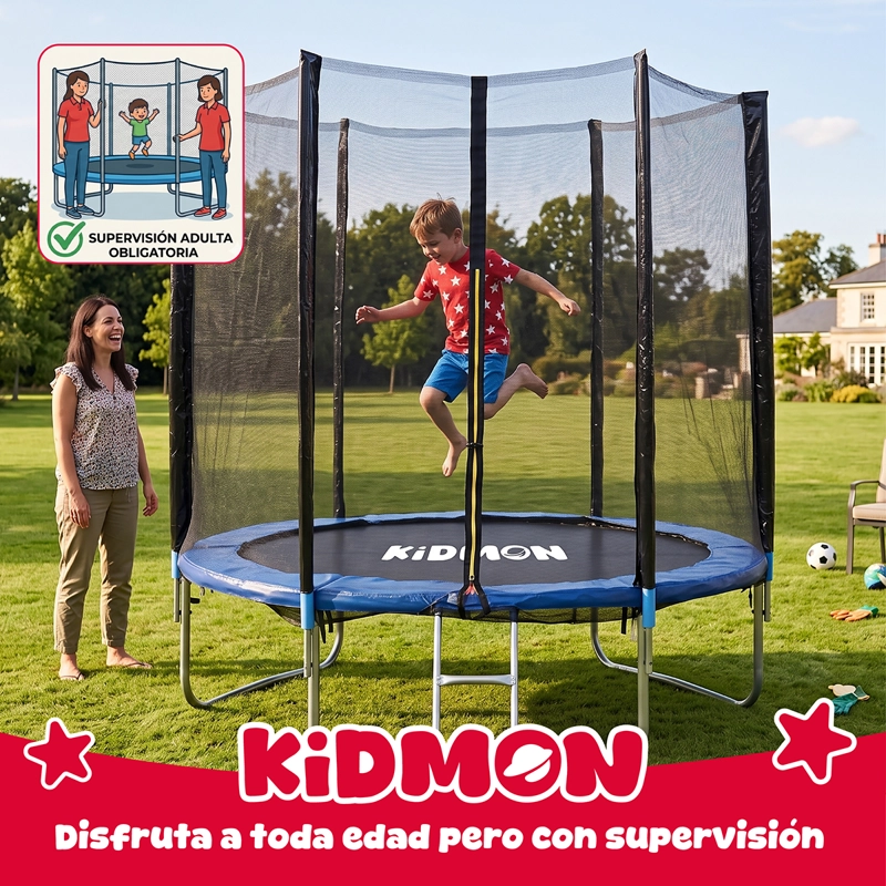 Cama Elastica Trampolin Para Ninos 2.4 Metros Kidmon Cama Saltarina 8ft - 9