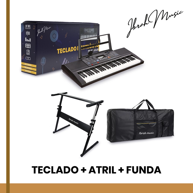 TECLADO IBRAH MUSIC MUSICAL 61 TECLAS IBRAH PIANO + FUNDA + ATRIL - 3