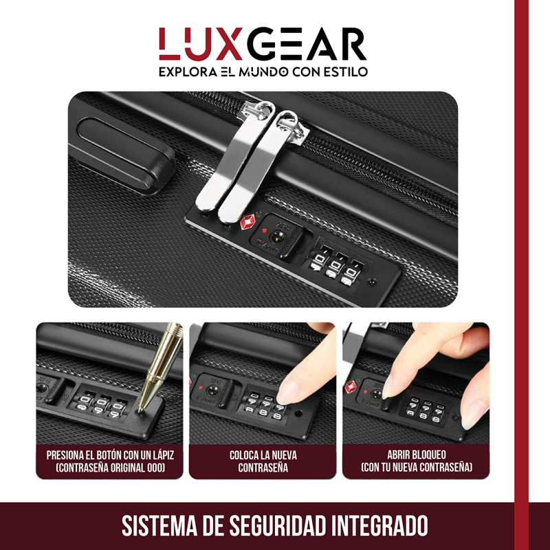 MALETAS 10 15 23KG LUXGEAR SET X3 MALETAS VIAJE ANTIGOLPES - 7