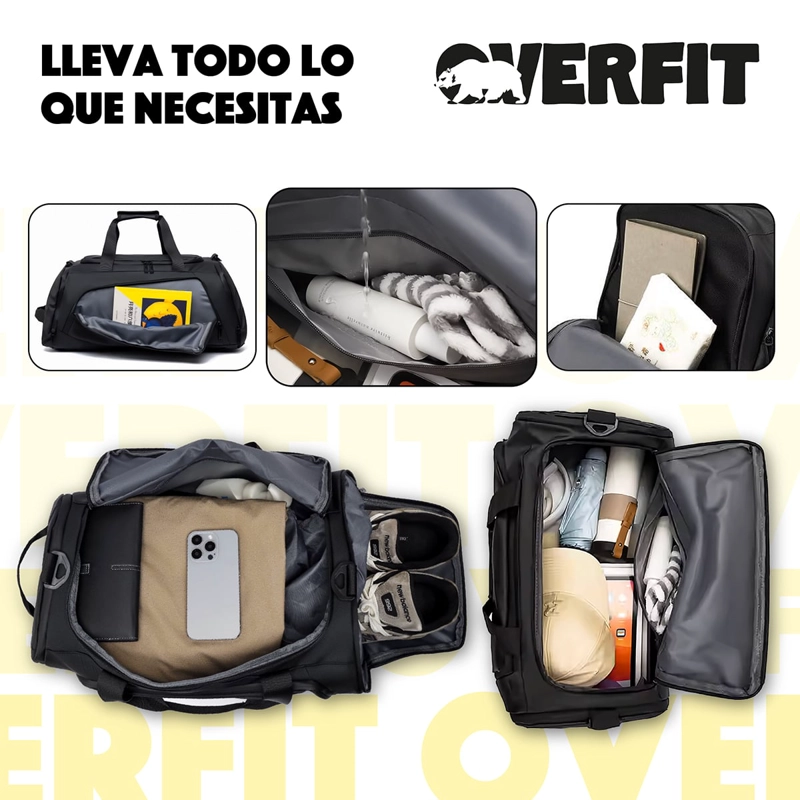 BOLSO DEPORTIVO DUFFEL GYM 3 EN 1 OVERFIT OXFORD IMPERMEABLE - 7