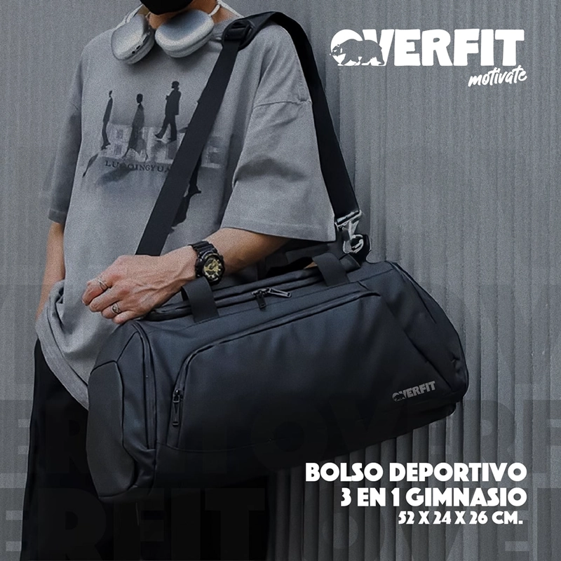 BOLSO DEPORTIVO DUFFEL GYM 3 EN 1 OVERFIT OXFORD IMPERMEABLE - 9