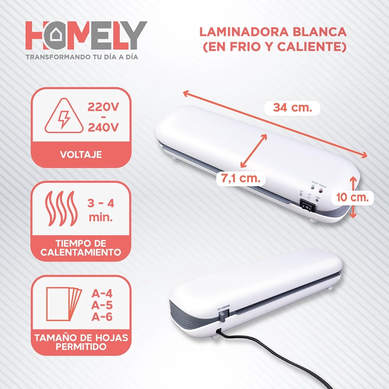 TERMOLAMINADORA PLASTIFICADORA HOMELY + ACCESORIOS + LAMINAS - 2