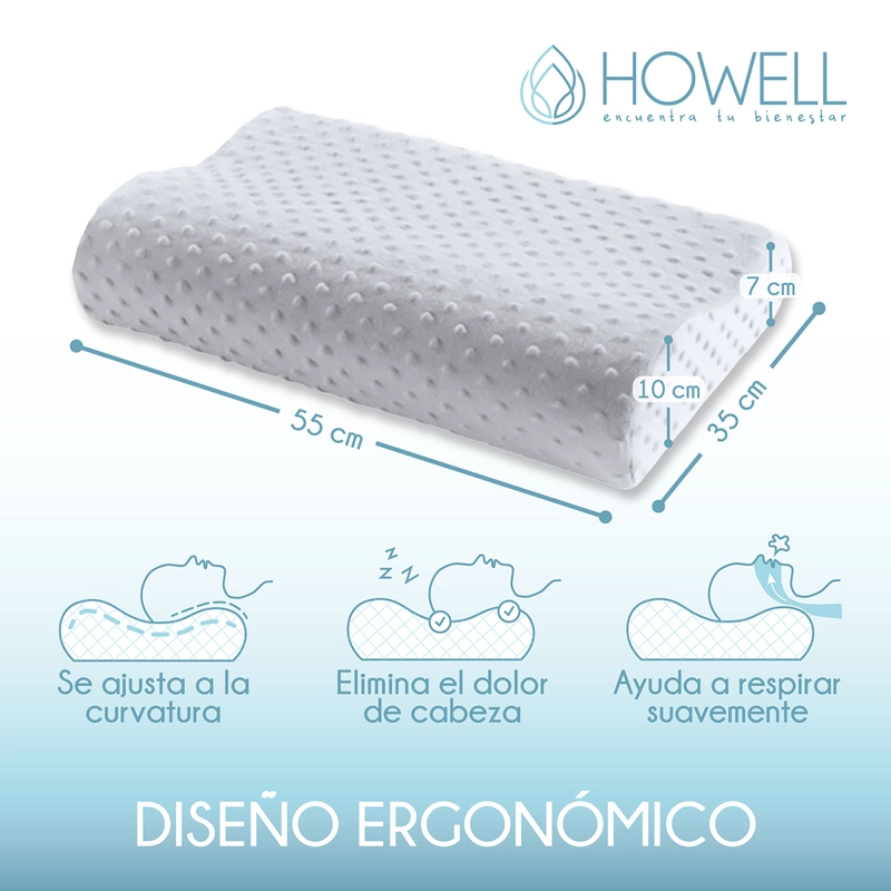 PACK X2 ALMOHADA HOWELL MEMORY CERVICAL ORTOPE DICA CON MEMORIA - 3