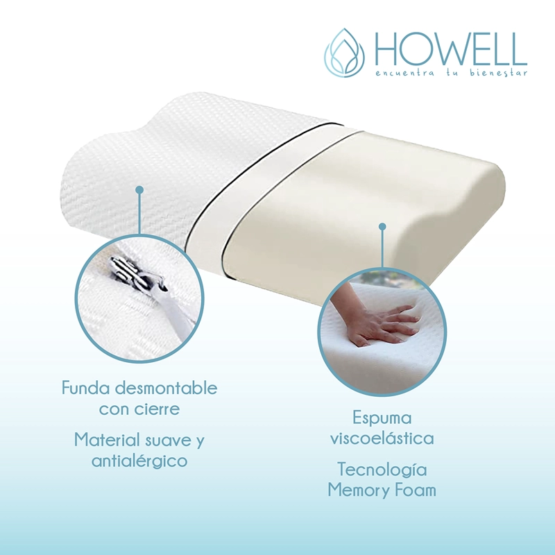 PACK X2 ALMOHADA HOWELL MEMORY CERVICAL ORTOPE DICA CON MEMORIA - 6