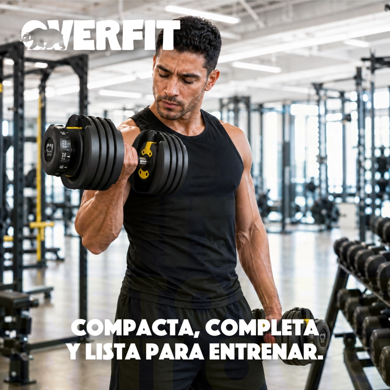 Mancuernas Ajustables 24 Kg Overfit Pesas Discos Automática Gym 2.5 A 24kg - 10