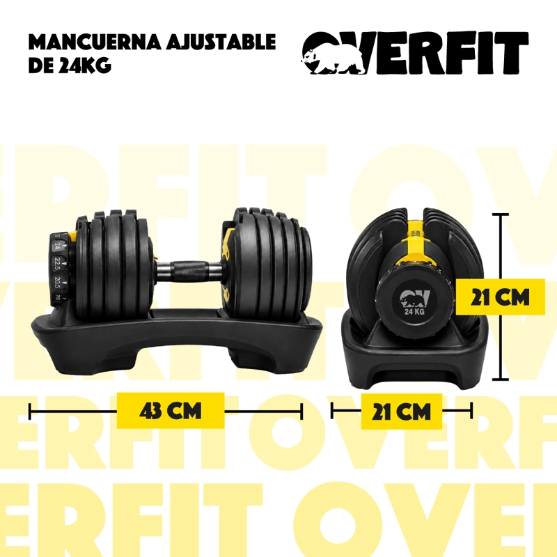 Mancuernas Ajustables 24 Kg Overfit Pesas Discos Automática Gym 2.5 A 24kg - 3