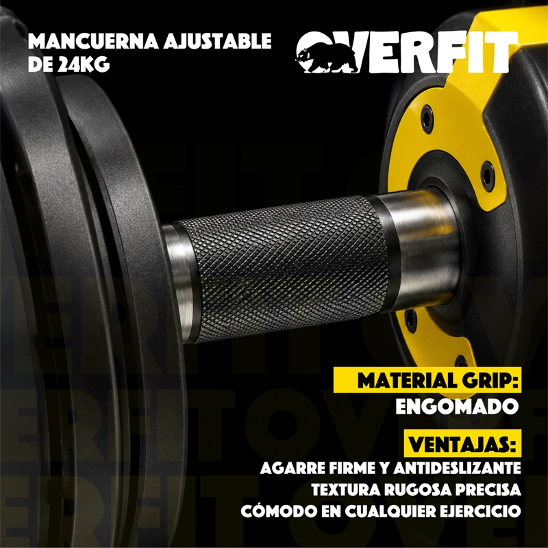 Mancuernas Ajustables 24 Kg Overfit Pesas Discos Automática Gym 2.5 A 24kg - 5
