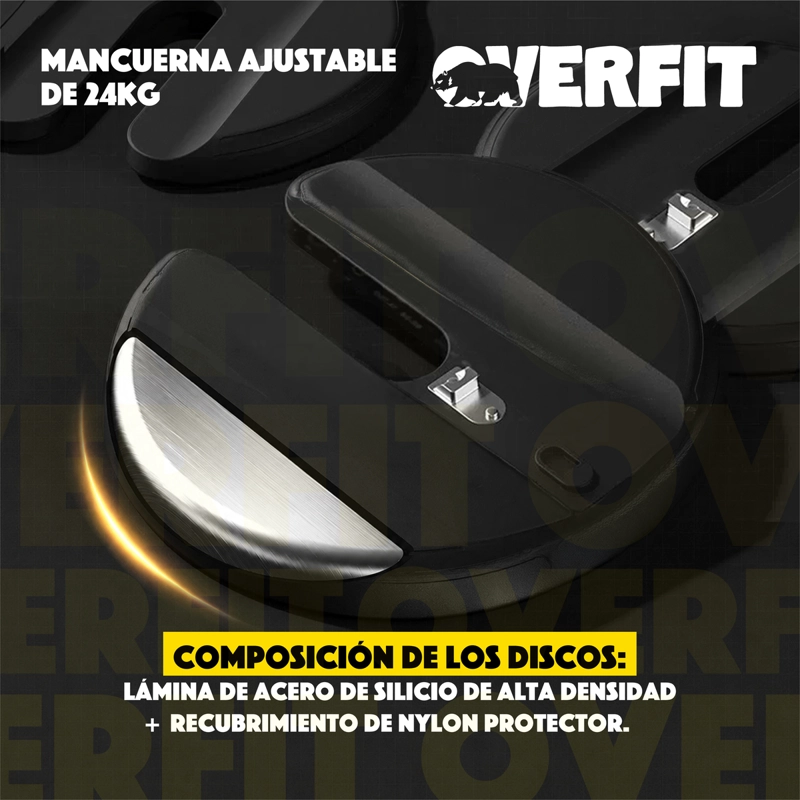 Mancuernas Ajustables 24 Kg Overfit Pesas Discos Automática Gym 2.5 A 24kg - 6