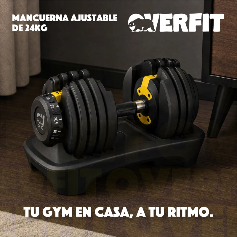 Mancuernas Ajustables 24 Kg Overfit Pesas Discos Automática Gym 2.5 A 24kg - 8