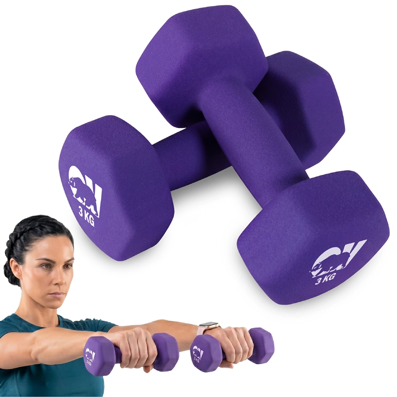 KIT X2 MANCUERNAS HEXAGONALES 3KG NEOPRENO OVERFIT - 1